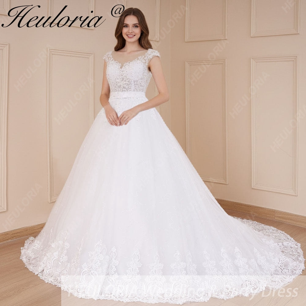 Princess Ball Gown Wedding Dress sheer back bride dress V neck plus size robe de mariee Lace beading Wedding Bridal Gown Imagen secundaria del producto