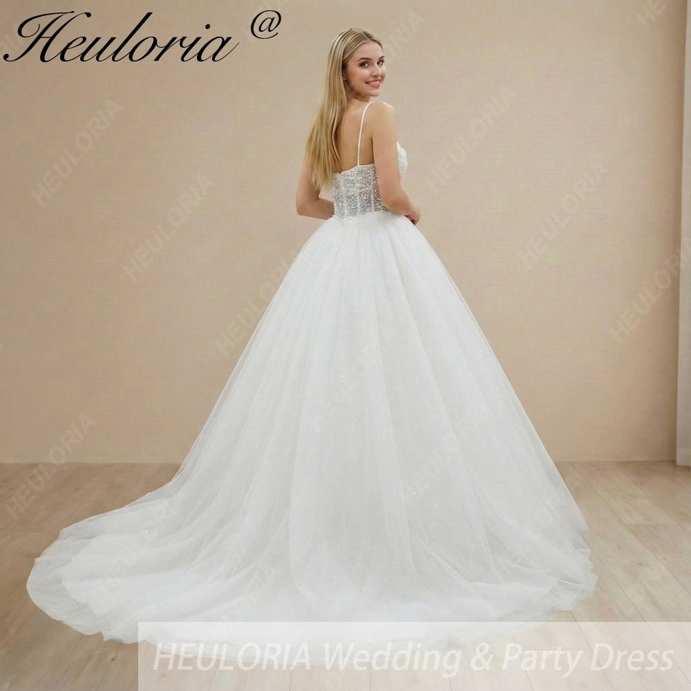 HEULORIA  elegant A line wedding dress Spaghetti Strap lace applique bridal dress Robe De Mariee Wedding Bride Dress AL-1079 Secondary image