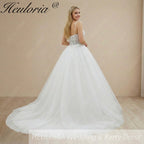 HEULORIA  elegant A line wedding dress Spaghetti Strap lace applique bridal dress Robe De Mariee Wedding Bride Dress AL-1079