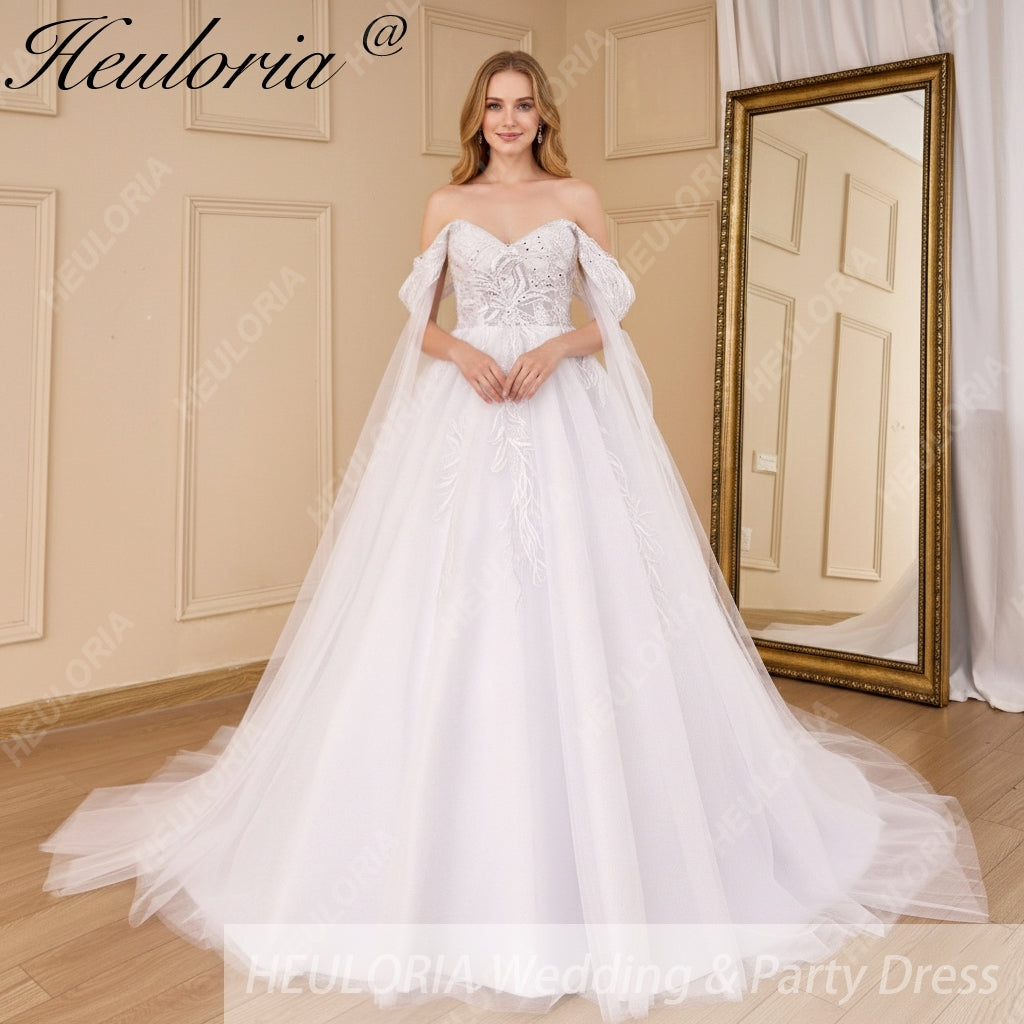 HEULORIA A line wedding dress off shoulder lace applique bridal dress Robe De Mariee Wedding Bride Dress AL-819A Main image