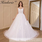 HEULORIA A-line Sweetheart Court Train Lace Tulle Wedding Dress With Sequins AL-717A