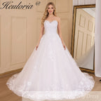 HEULORIA princess wedding dress strapless lace applique Plus Size Ball Gown bride dress lace up robe de mariee BA-610