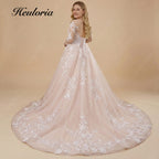 Illusion Sweetheart Floral Lace Long Sleeve A-Line Wedding Dress BA-834