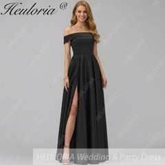 HEULORIA long evening dress off shoulder high slit satin party dress homecoming dress ED-21