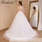 HEULORIA Lace Wedding Dresses A line Spaghetti Straps backless bride dress Robe De Mariee Wedding gown AL-802