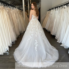 Elegant Boho A line Wedding Dress strapless lace applique bride dress robe de mariee A line Wedding Bridal Gown AL-679