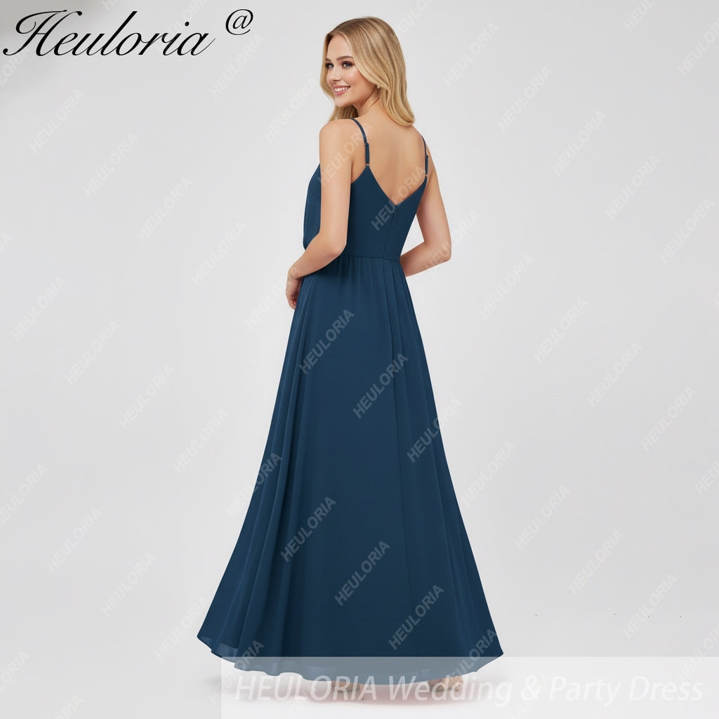 HEULORIA Long Bridemaid dress sweetheart neck chiffon party dress formal dress ED-119