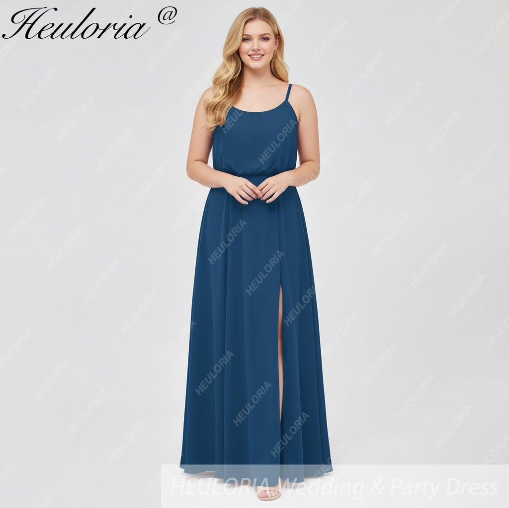 HEULORIA Long Bridemaid dress sweetheart neck chiffon party dress formal dress ED-119