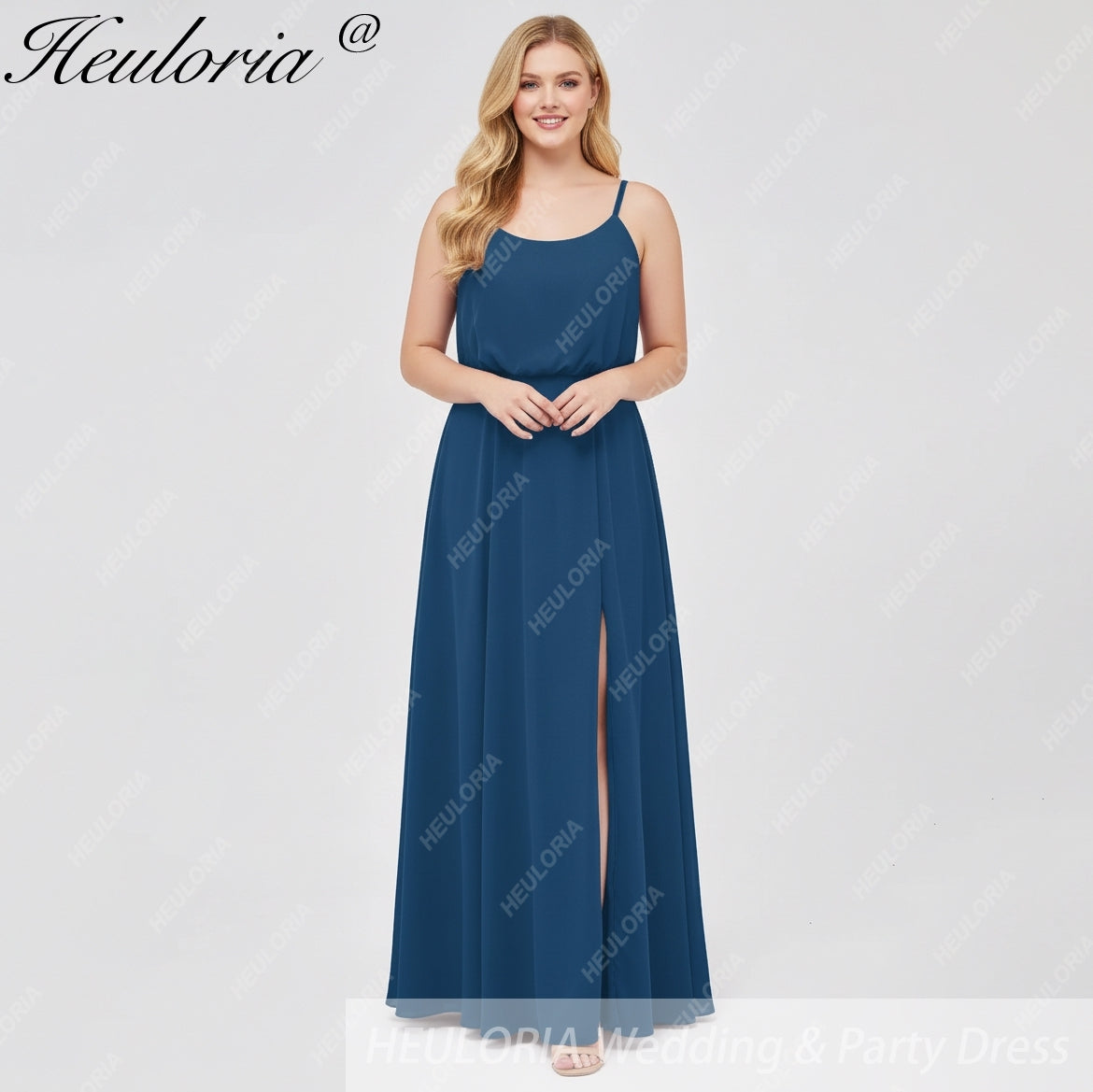 HEULORIA Long Bridemaid dress sweetheart neck chiffon party dress formal dress ED-119