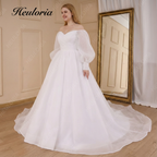 HEULORIA Romantic Off-the-Shoulder Sweetheart Wedding Dress with Dreamy Lantern Sleeves & Corset Back AL-821