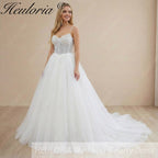 HEULORIA Sparkling Beaded Corset Ball Gown Wedding Dress: Luxury Shimmer Tulle & Delicate Beaded Straps AL-1058