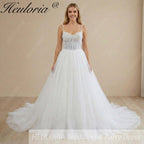 HEULORIA Sparkling Beaded Corset Ball Gown Wedding Dress: Luxury Shimmer Tulle & Delicate Beaded Straps AL-1058