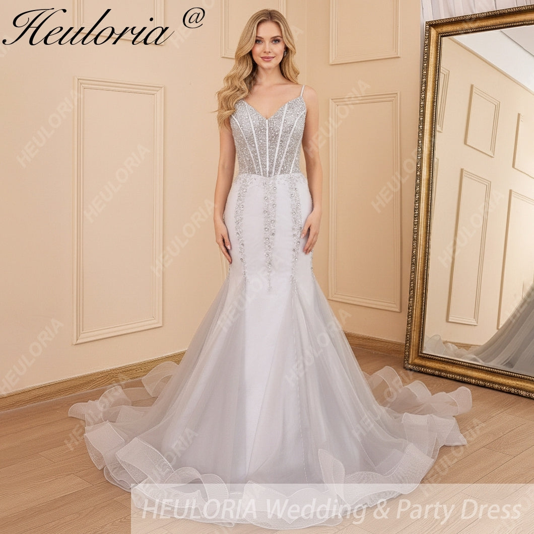 HEULORIA Sweetheart Lace Beading Mermaid Evening Dresses Long Formal Prom Dresses Immagine principale del prodotto