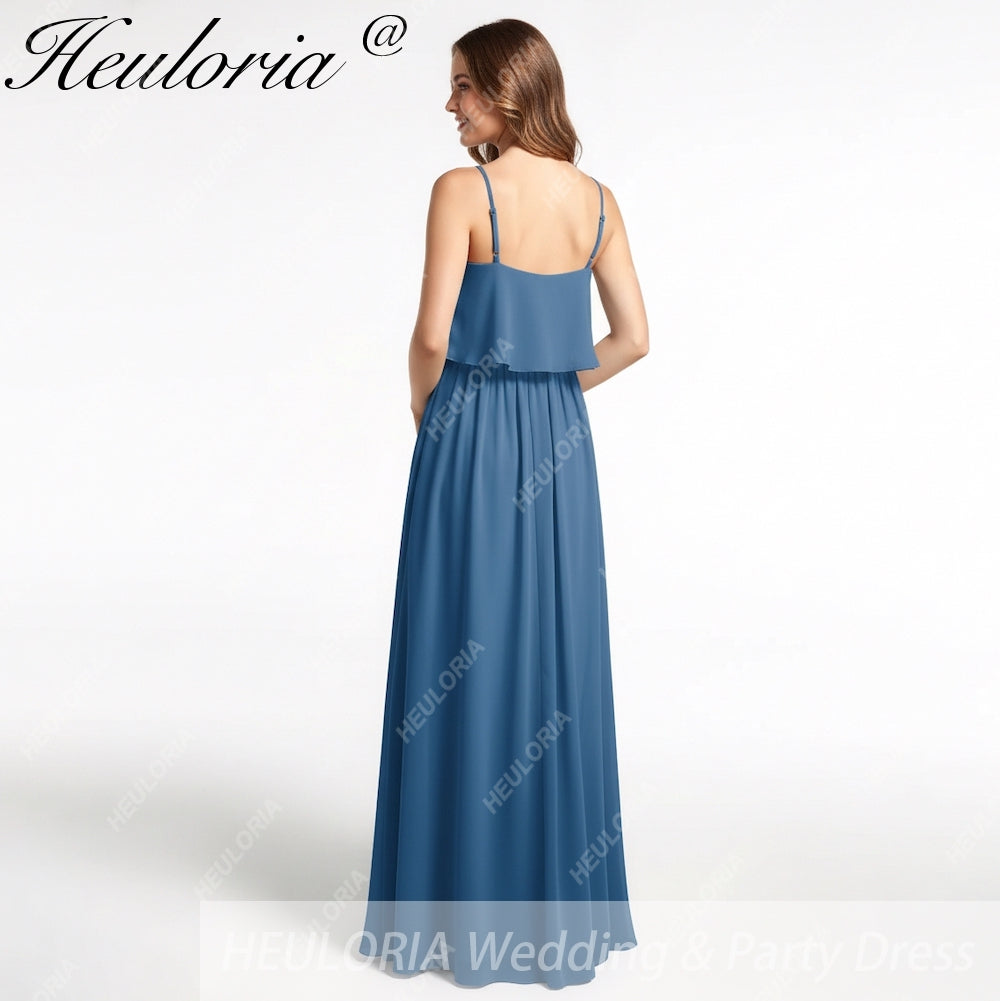 HEULORIA Long Bridemaid dress sweetheart neck chiffon party dress formal dress ED-120