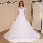 HEULORIA Ball-Gown/Princess off shoulder Cathedral Train Tulle Lace Wedding Dress BA-643