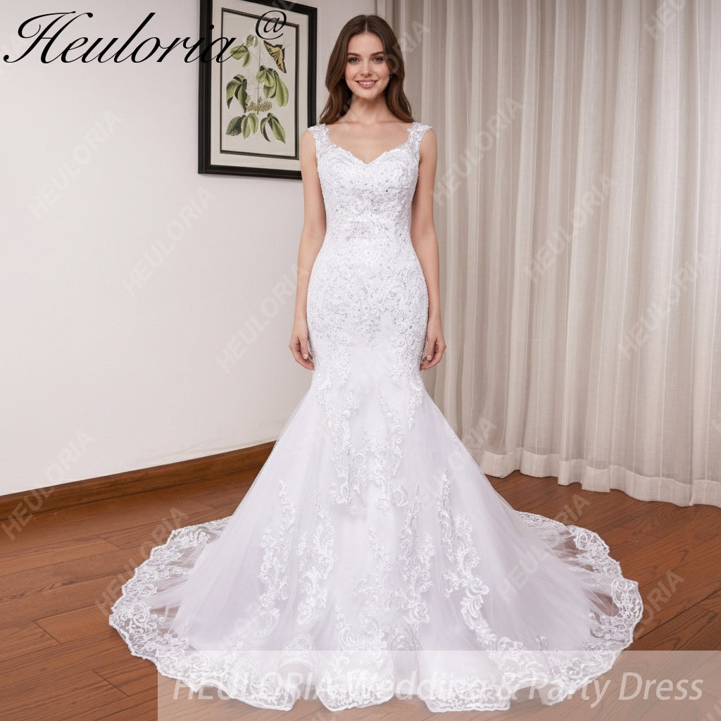 HEULORIA vintage Mermaid Wedding Dress sweetheart lace beading bride dress Robe de mariage customize ME-622