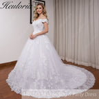 HEULORIA Princess Ball Gown Wedding Dress plus size off shoulder robe de mariee shinny sequined lace Wedding bride dress BA-1227