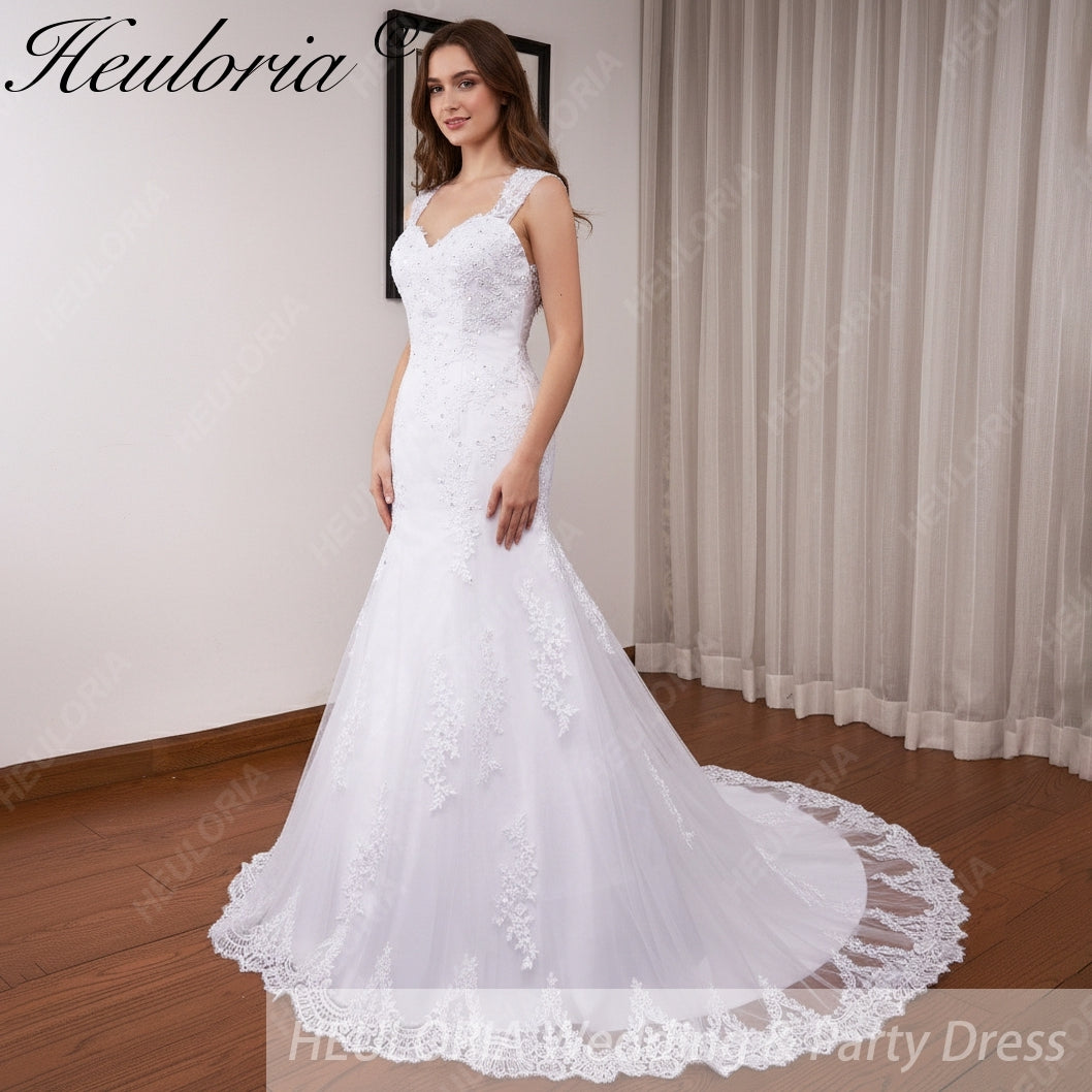 HEULORIA vintage Mermaid Wedding Dress sweetheart lace beading bride dress Robe de mariage customize ME-1231