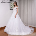 HEULORIA elegant off shoulder wedding dress lace Princess bridal dress Robe De Mariee Wedding Bride Dress BA-690