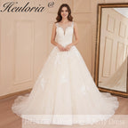 HEULORIA Wedding dress V neck sparky Gliter skirt Bridal dress lace appliqueRobe De Mariee Wedding Bride Dress AL-561