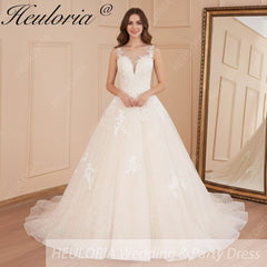 HEULORIA Wedding dress V neck sparky Gliter skirt Bridal dress lace appliqueRobe De Mariee Wedding Bride Dress AL-561