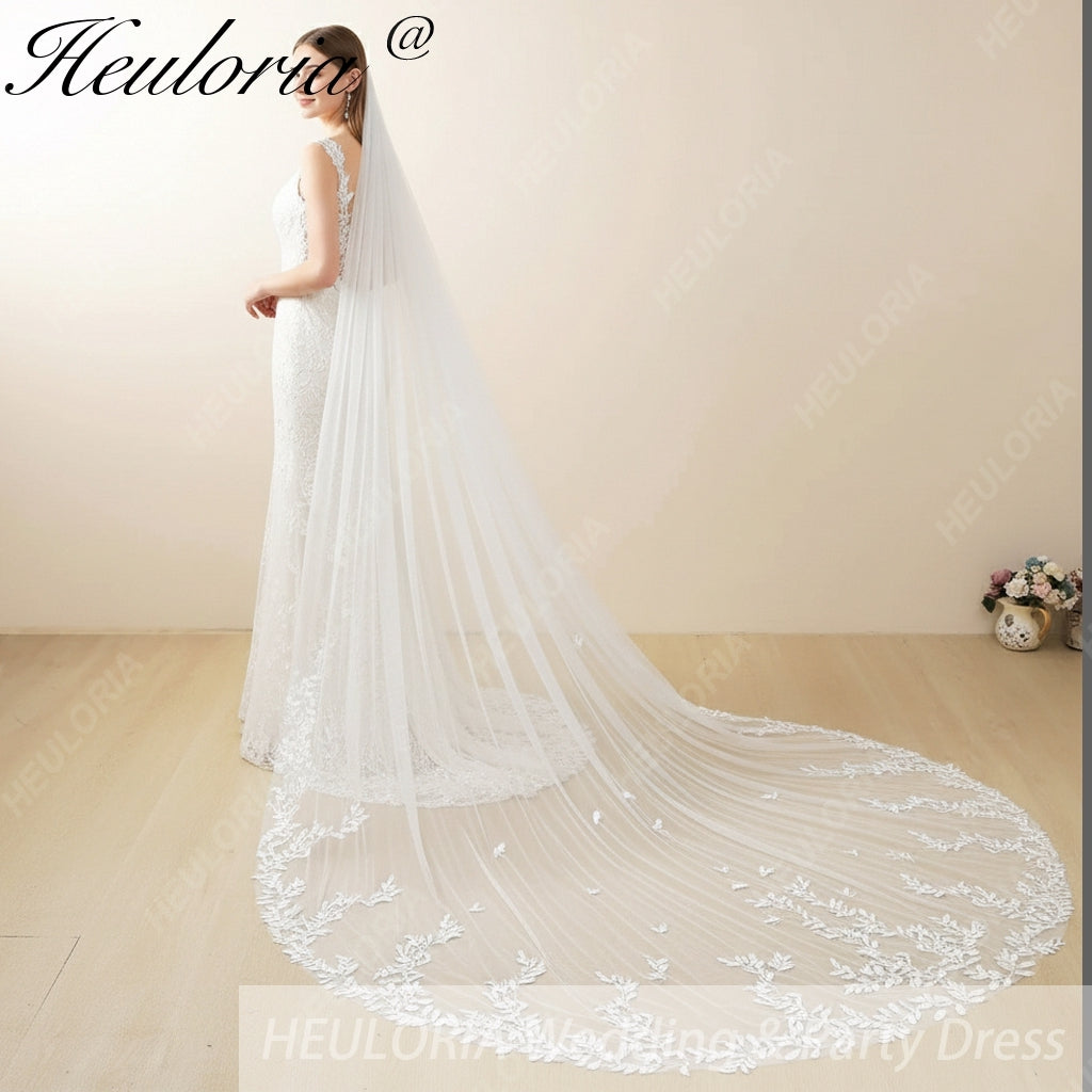Cathedral Wedding Veil Lace bridal veil with Metal Comb Length 300cm width 300cm for Bride VL-103