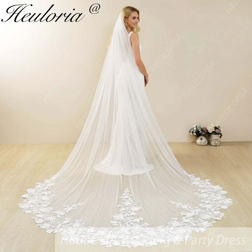 Cathedral Wedding Veil Lace bridal veil with Metal Comb Length 300cm width 300cm for Bride  VL-30