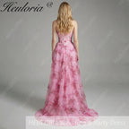 HEULORIA Vintage-Inspired Strapless Floral Gown: Sweetheart Corset Bodice Tiered Ruffle Evening Dress ED-233