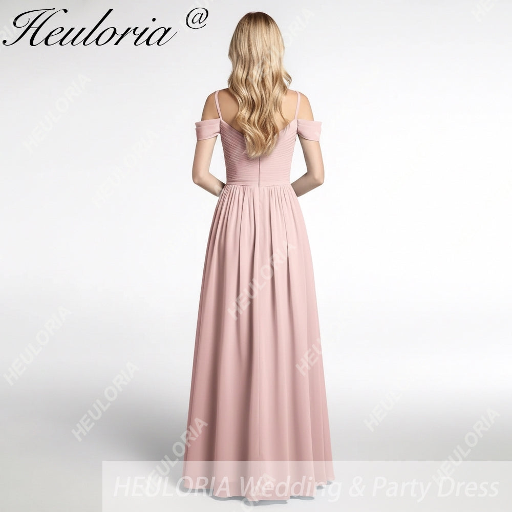 HEULORIA Long Bridemaid dress sweetheart neck chiffon party dress formal dress ED-122