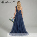 HEULORIA Sparkling One-Shoulder Cascading Ruffle Tulle Prom Gown - Elegant Lace-Up Back Formal Dress ED-250