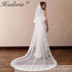 Lace Edge Two Tier Bridal Cathedral Length 118" Wedding Veils With Blusher VL-12