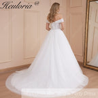HEULORIA Princess Ball Gown Wedding Dress off shoulder bride dress plus size robe de mariee Lace beading Wedding Bridal Gown BA-527