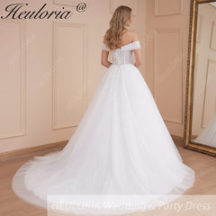 HEULORIA Princess Ball Gown Wedding Dress off shoulder bride dress plus size robe de mariee Lace beading Wedding Bridal Gown BA-527