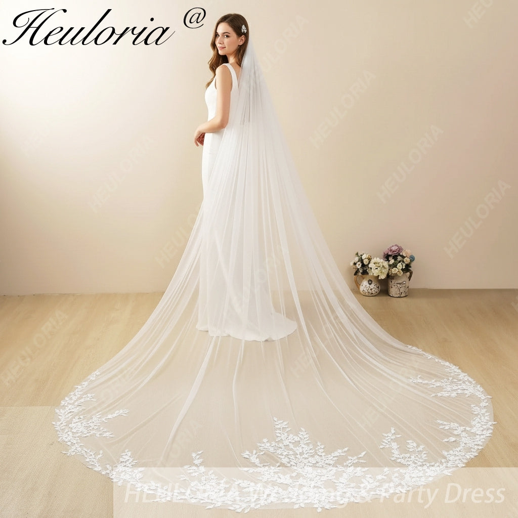 Cathedral Wedding Veil Lace bridal veil with Metal Comb Length 300cm width 300cm for Bride VL-29