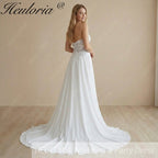 HEULORIA Strapless Plunging Sweetheart Lace Wedding Dress with High Side Slit AL-1050