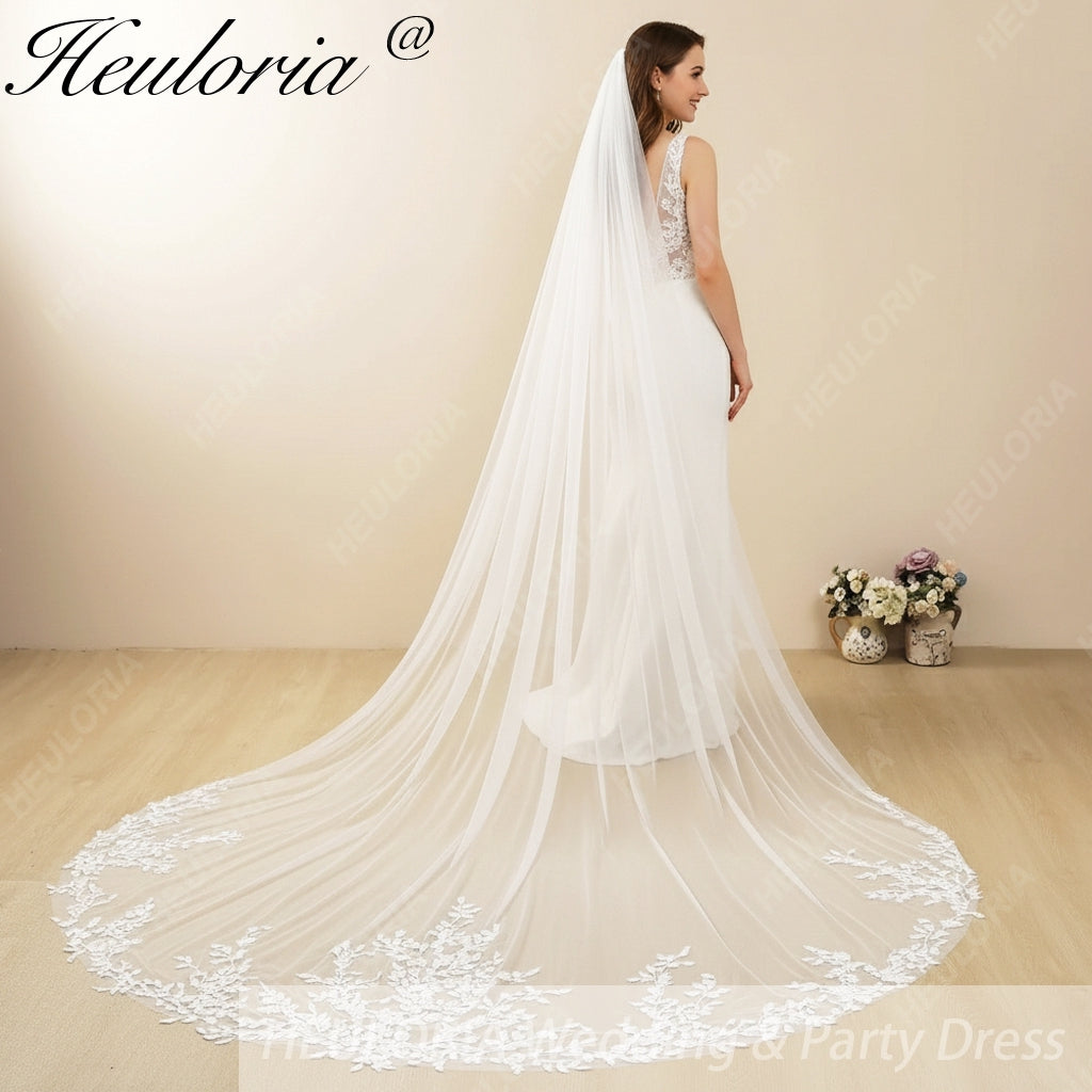 Cathedral Wedding Veil Lace bridal veil with Metal Comb Length 300cm width 300cm for Bride VL-29