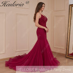 HEULORIA Sweetheart Lace Beading Mermaid Evening Dresses Long Formal Prom Dresses