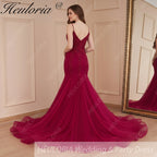 HEULORIA Sweetheart Lace Beading Mermaid Evening Dresses Long Formal Prom Dresses