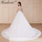 Princess Ball Gown Wedding Dress sheer back bride dress V neck plus size robe de mariee Lace beading Wedding Bridal Gown