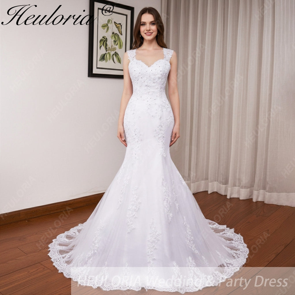 HEULORIA vintage Mermaid Wedding Dress sweetheart lace beading bride dress Robe de mariage customize ME-1231