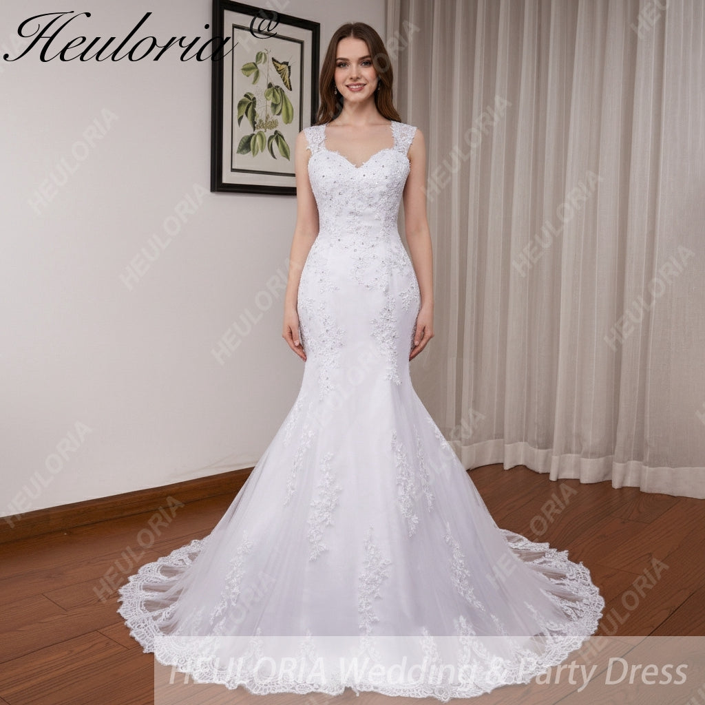 HEULORIA vintage Mermaid Wedding Dress sweetheart lace beading bride dress Robe de mariage customize ME-1231