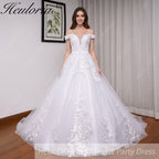 HEULORIA elegant off shoulder wedding dress lace Princess bridal dress Robe De Mariee Wedding Bride Dress BA-690