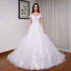 HEULORIA elegant off shoulder wedding dress lace Princess bridal dress Robe De Mariee Wedding Bride Dress BA-690