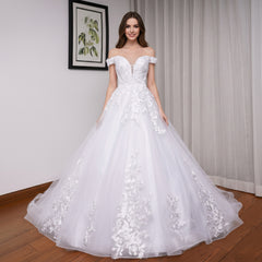 HEULORIA elegant off shoulder wedding dress lace Princess bridal dress Robe De Mariee Wedding Bride Dress BA-690