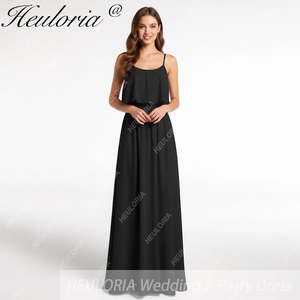 HEULORIA Long Bridemaid dress sweetheart neck chiffon party dress formal dress ED-120