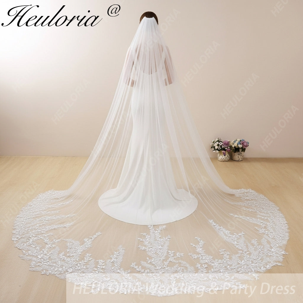 Cathedral Wedding Veil Lace bridal veil with Metal Comb Length 300cm width 300cm for Bride VL-25 Image secondaire du produit
