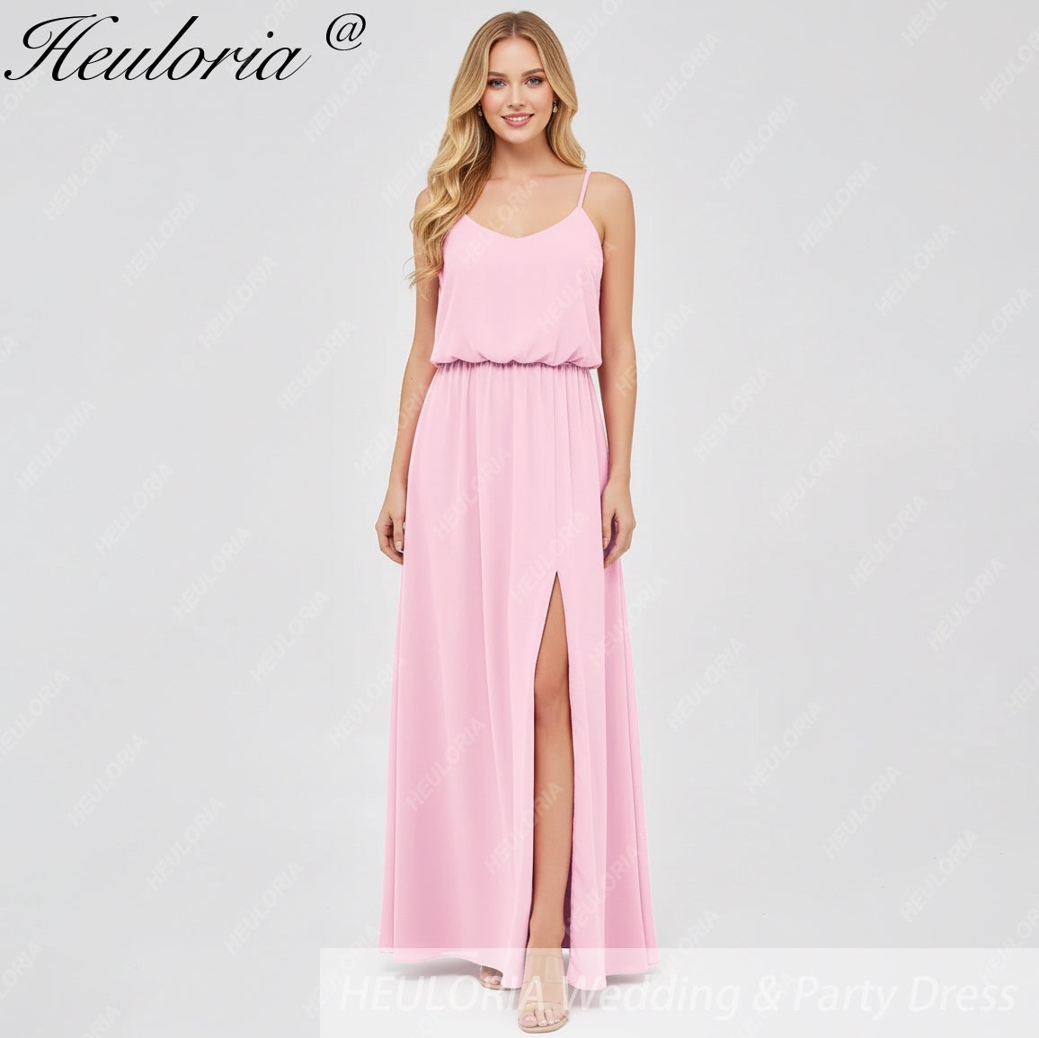 HEULORIA Long Bridemaid dress sweetheart neck chiffon party dress formal dress ED-119