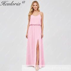 HEULORIA Long Bridemaid dress sweetheart neck chiffon party dress formal dress ED-119