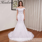 HEULORIA off shoulder Mermaid Wedding Dresses lace up plus size Bride Dress Robe de mariage customize ME-51004