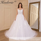 HEULORIA A-line Sweetheart Court Train Lace Tulle Wedding Dress With Sequins AL-717A